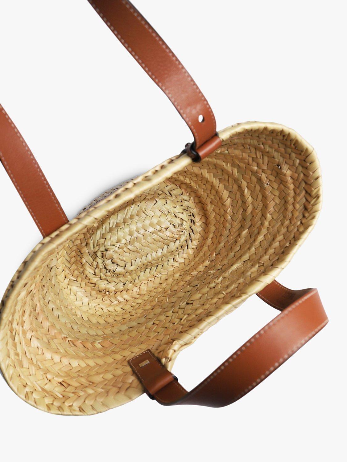 Product image 5 of 6, which shows Pre-loved LOEWE Palm Leaf and Calfskin Small Basket Bag, Neutral
