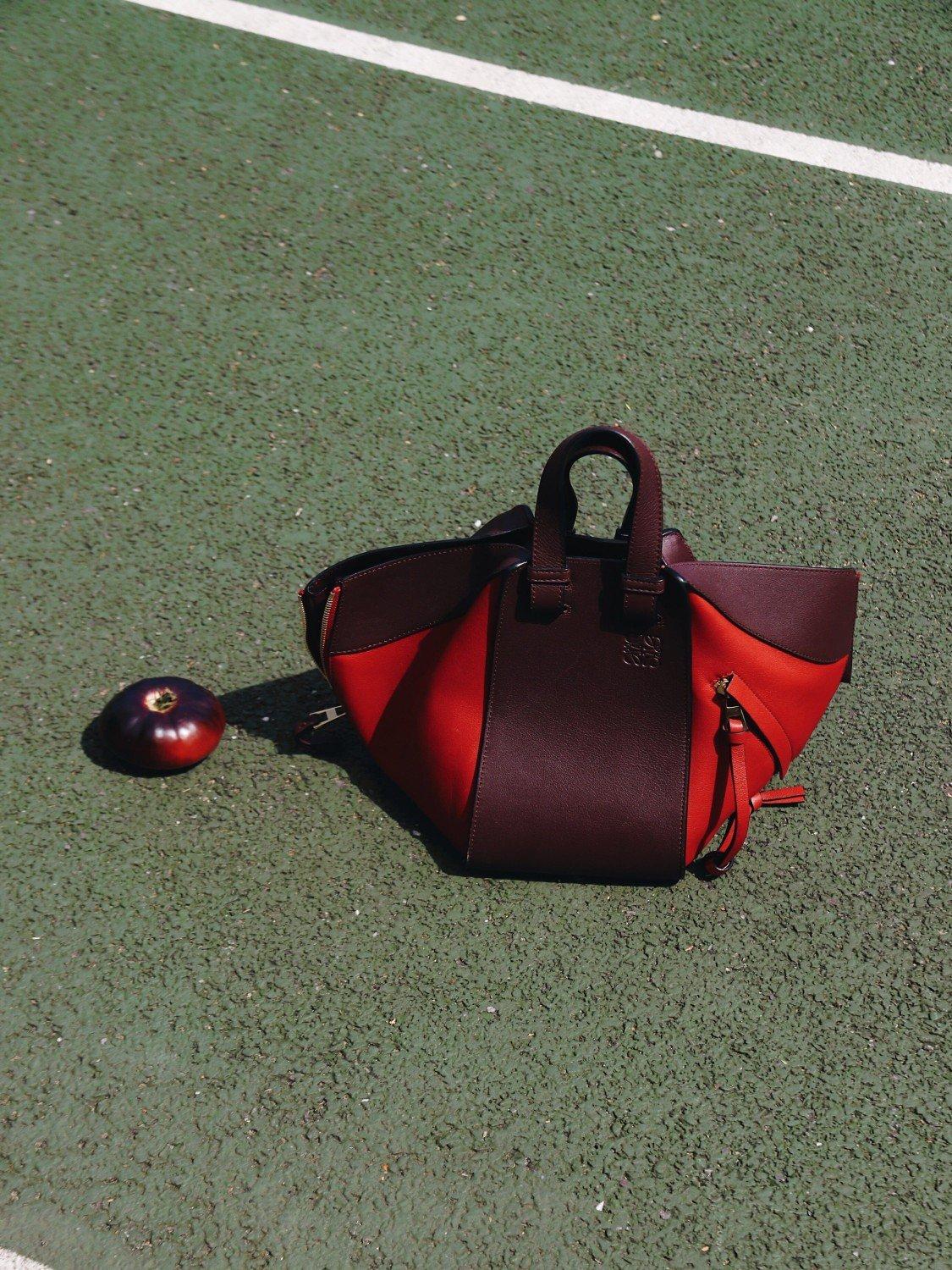 Product image 2 of 8, which shows Pre-loved LOEWE Compact Hammock Top Handle Bag, Red