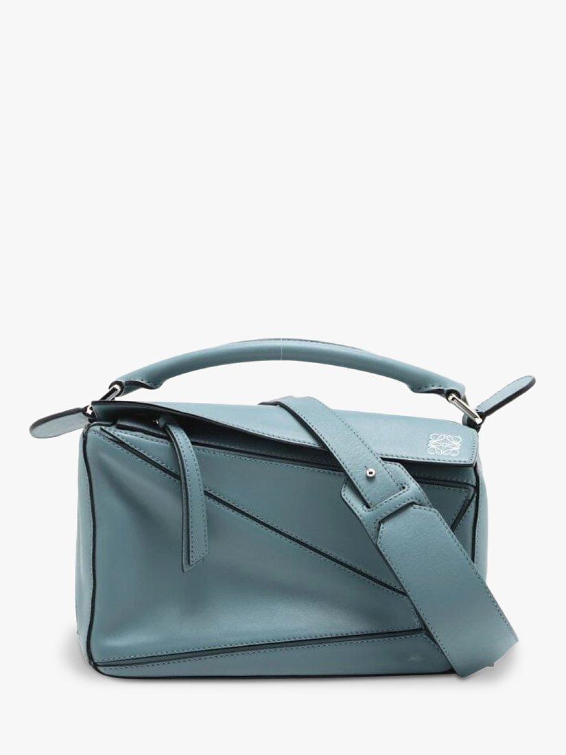 Product image 1 of 10, which shows Pre-loved LOEWE Puzzle Calfskin Leather Bag, Slate Blue