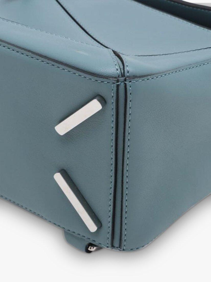 Product image 3 of 10, which shows Pre-loved LOEWE Puzzle Calfskin Leather Bag, Slate Blue