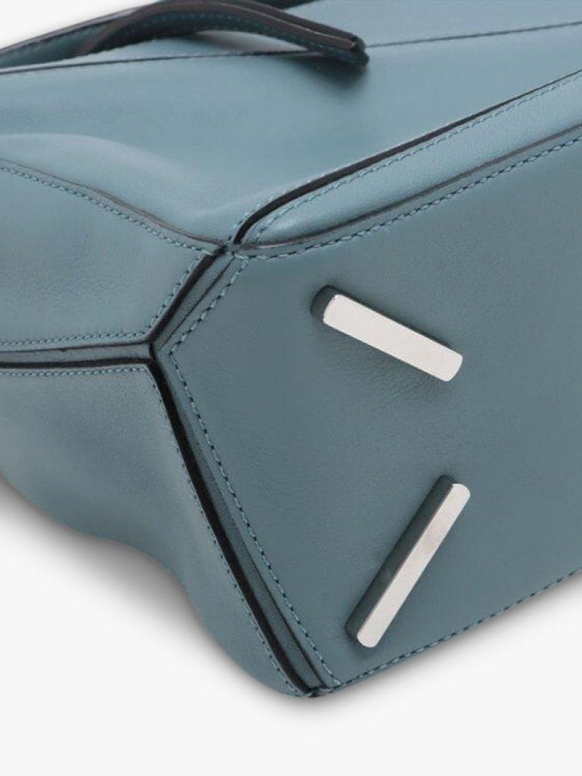 Product image 4 of 10, which shows Pre-loved LOEWE Puzzle Calfskin Leather Bag, Slate Blue