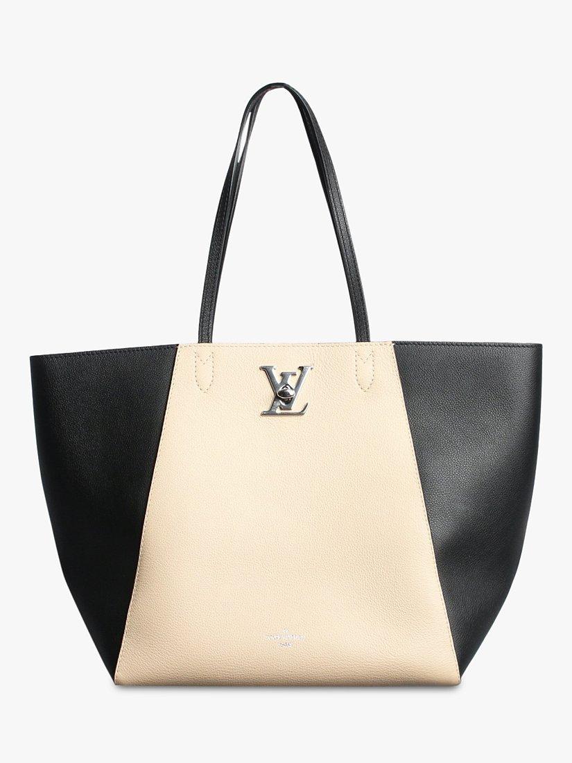 Pre-loved Louis Vuitton 2016 Lockme Leather Top Handle Bag, Beige/Black
