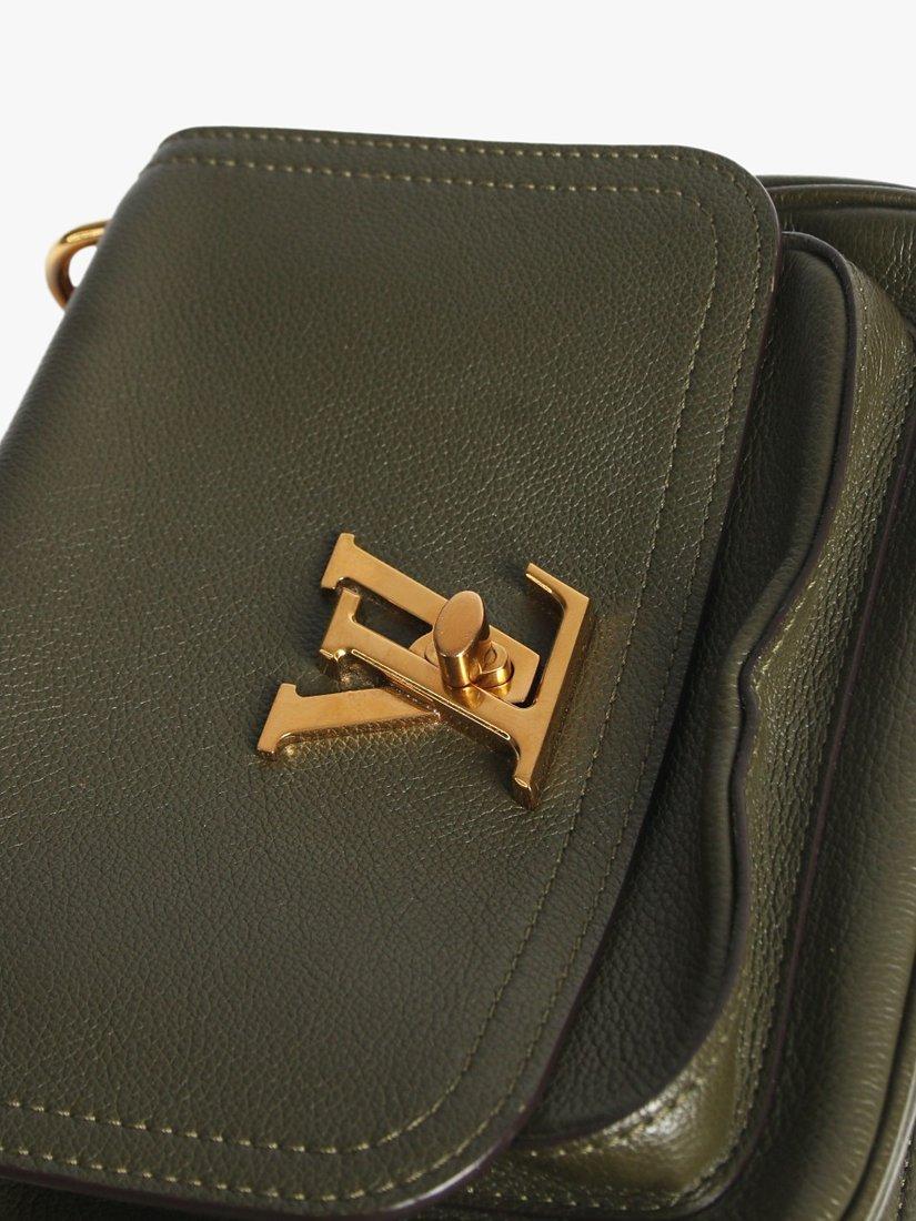 Product image 6 of 10, which shows Pre-loved Louis Vuitton 2020 Lockme Chain Grained Leather Shoulder Bag, Khaki
