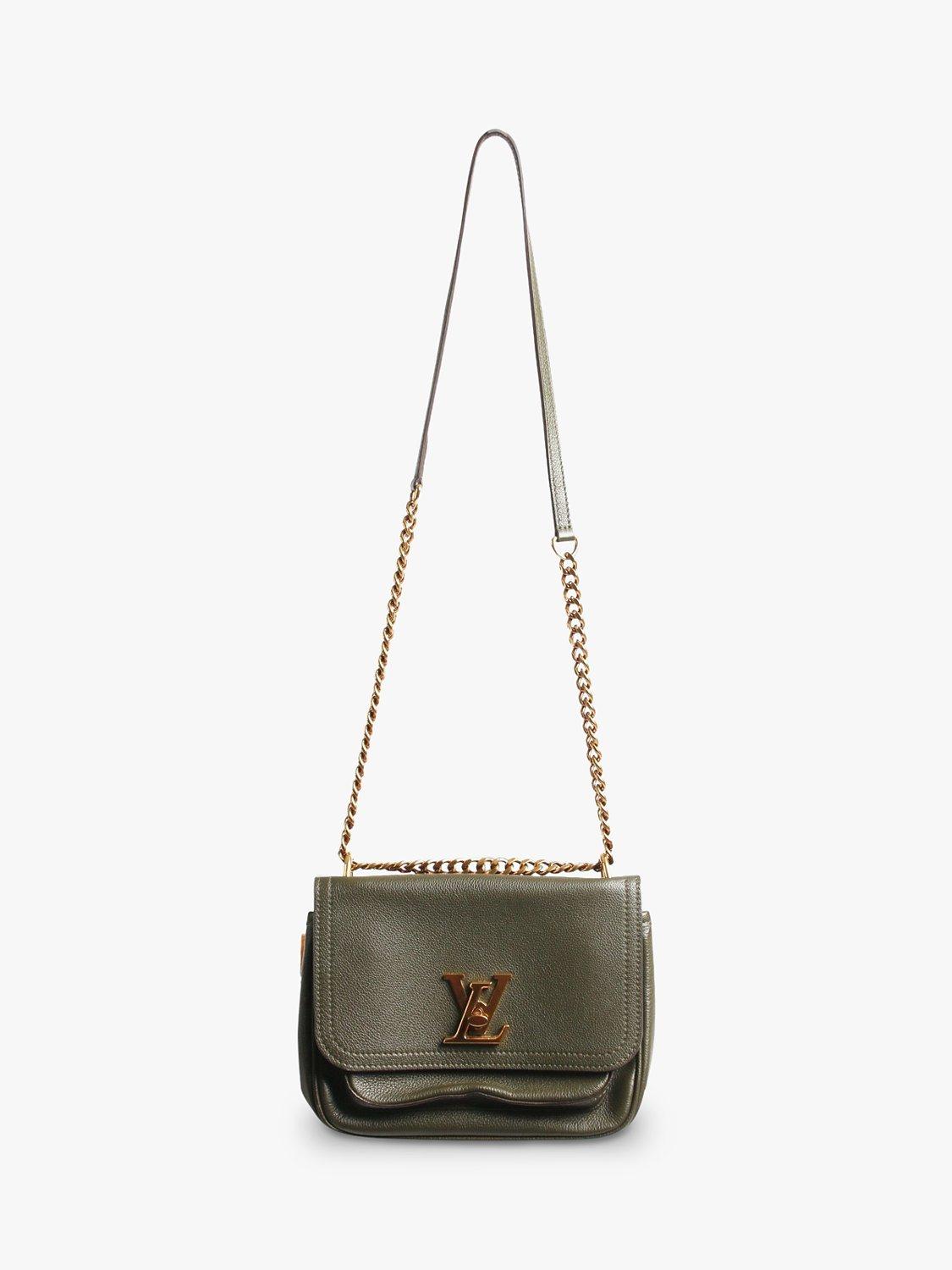 Product image 9 of 10, which shows Pre-loved Louis Vuitton 2020 Lockme Chain Grained Leather Shoulder Bag, Khaki