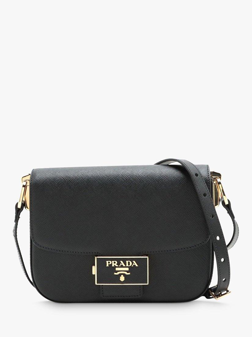 Pre-loved Prada Saffiano Lux Leather Shoulder Bag, Black