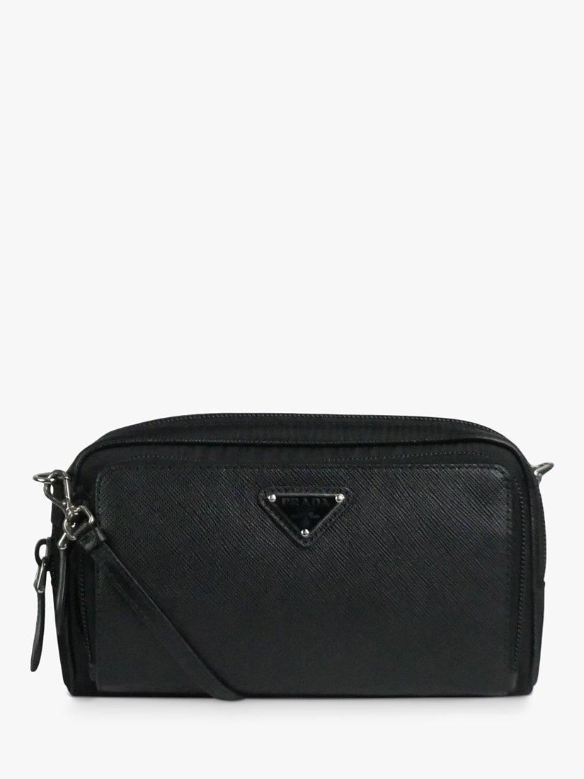 Pre-loved Prada Tessuto Nylon and Saffiano Leather Cross Body Bag, Black