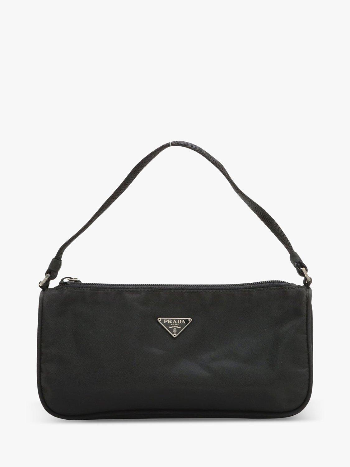 Product image 1 of 10, which shows Pre-loved Prada Tessuto Nylon Silver Hardware Grab Bag, Black