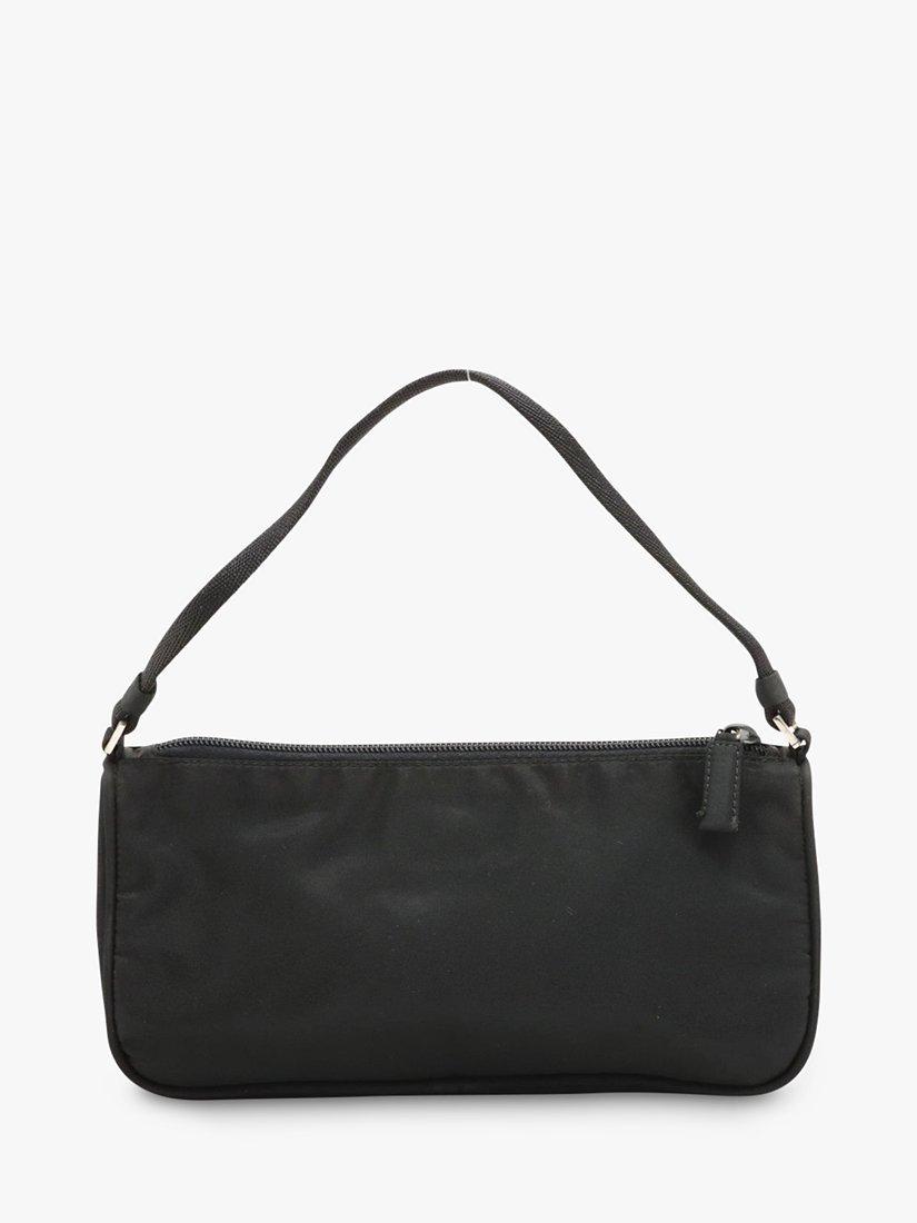 Product image 2 of 10, which shows Pre-loved Prada Tessuto Nylon Silver Hardware Grab Bag, Black