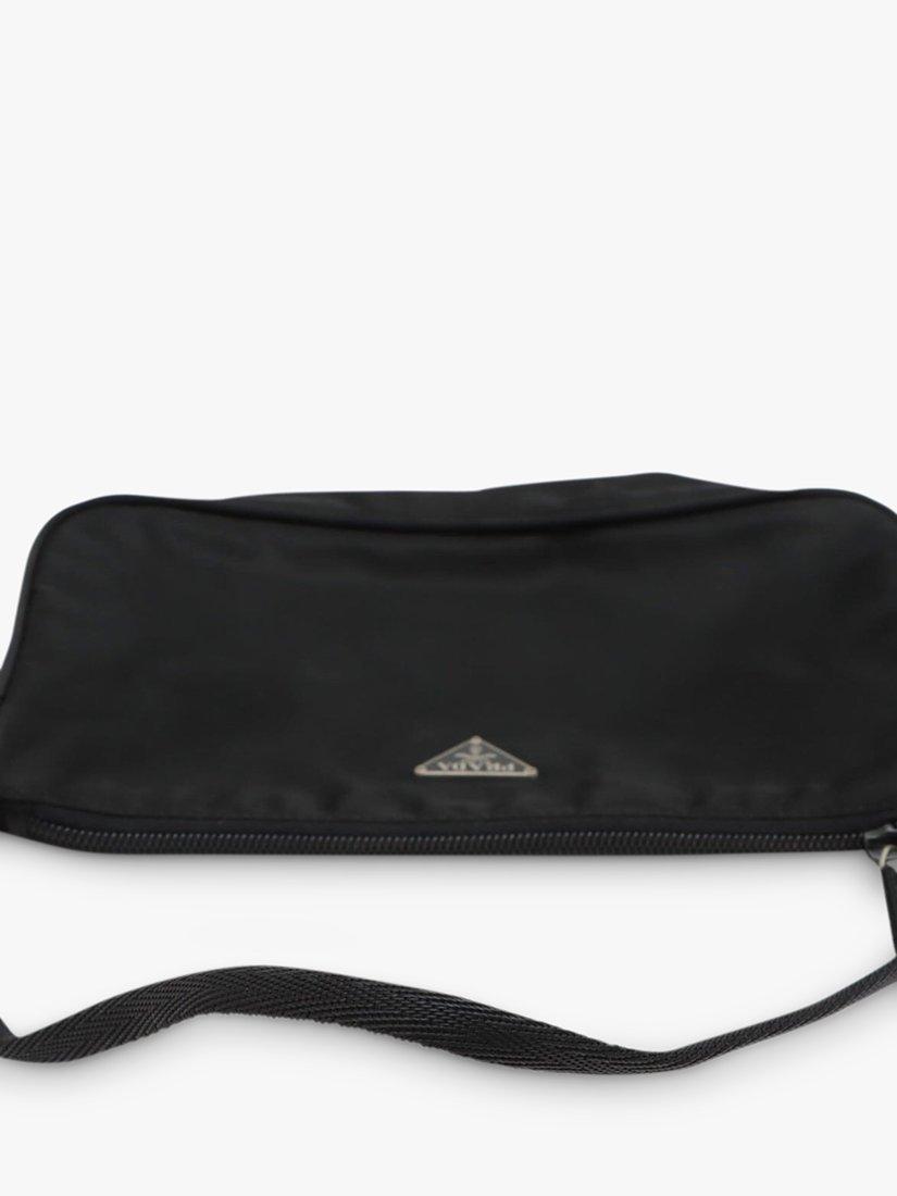 Product image 5 of 10, which shows Pre-loved Prada Tessuto Nylon Silver Hardware Grab Bag, Black