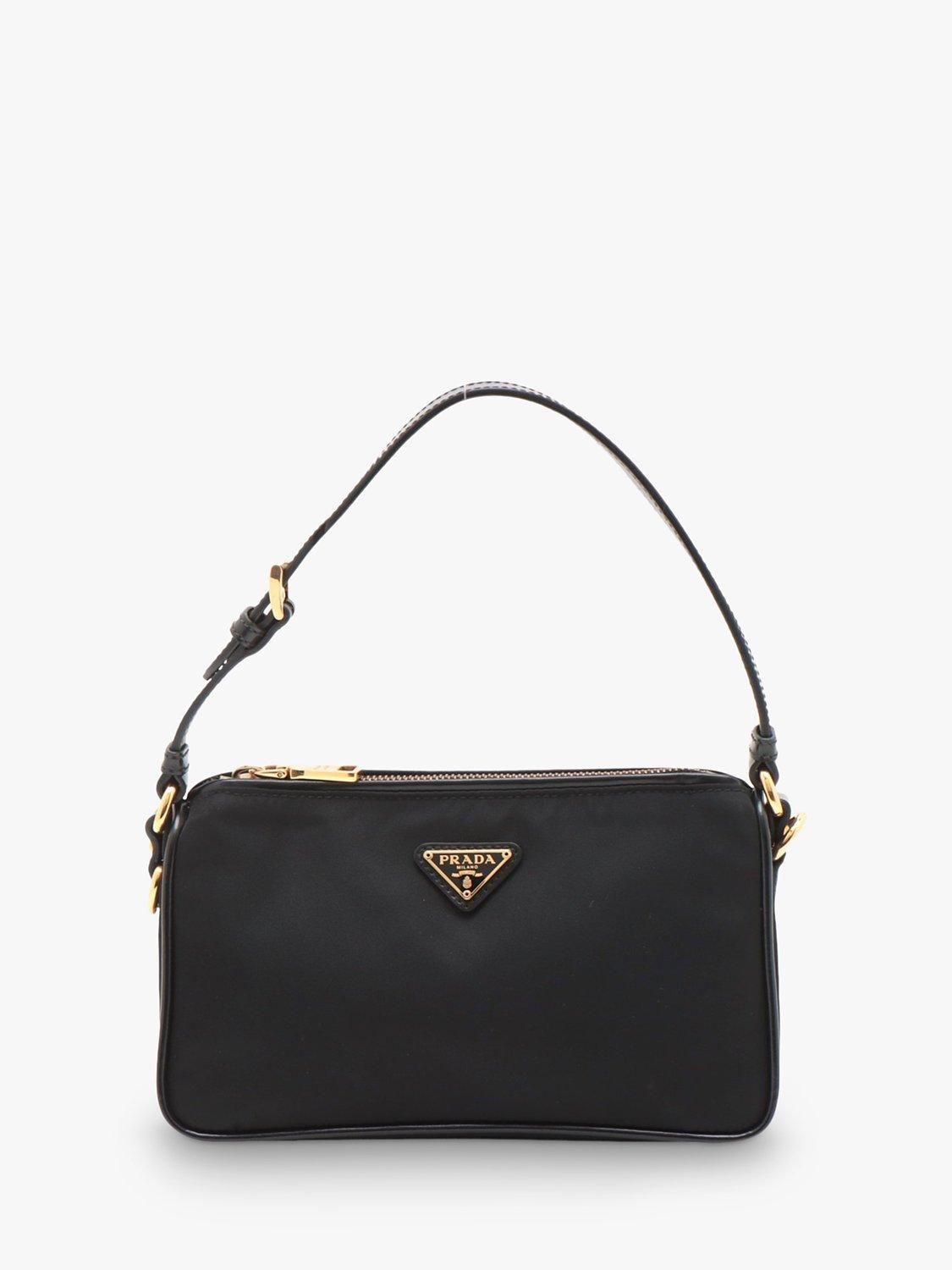 Pre-loved Prada Tessuto Nylon Gold Hardware Shoulder Bag, Black