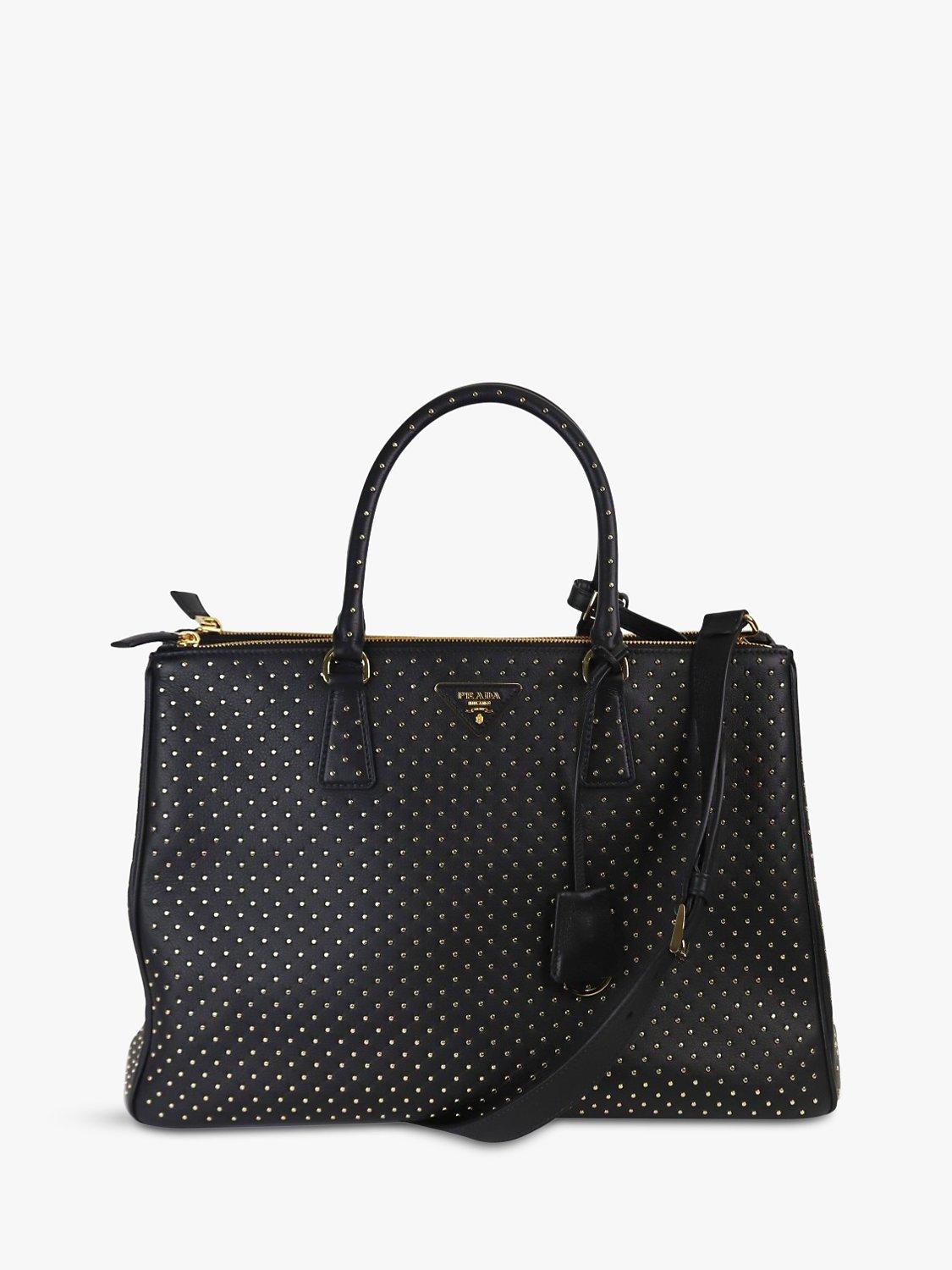 Pre-loved Prada XL Galleria Studded Leather Bag, Black