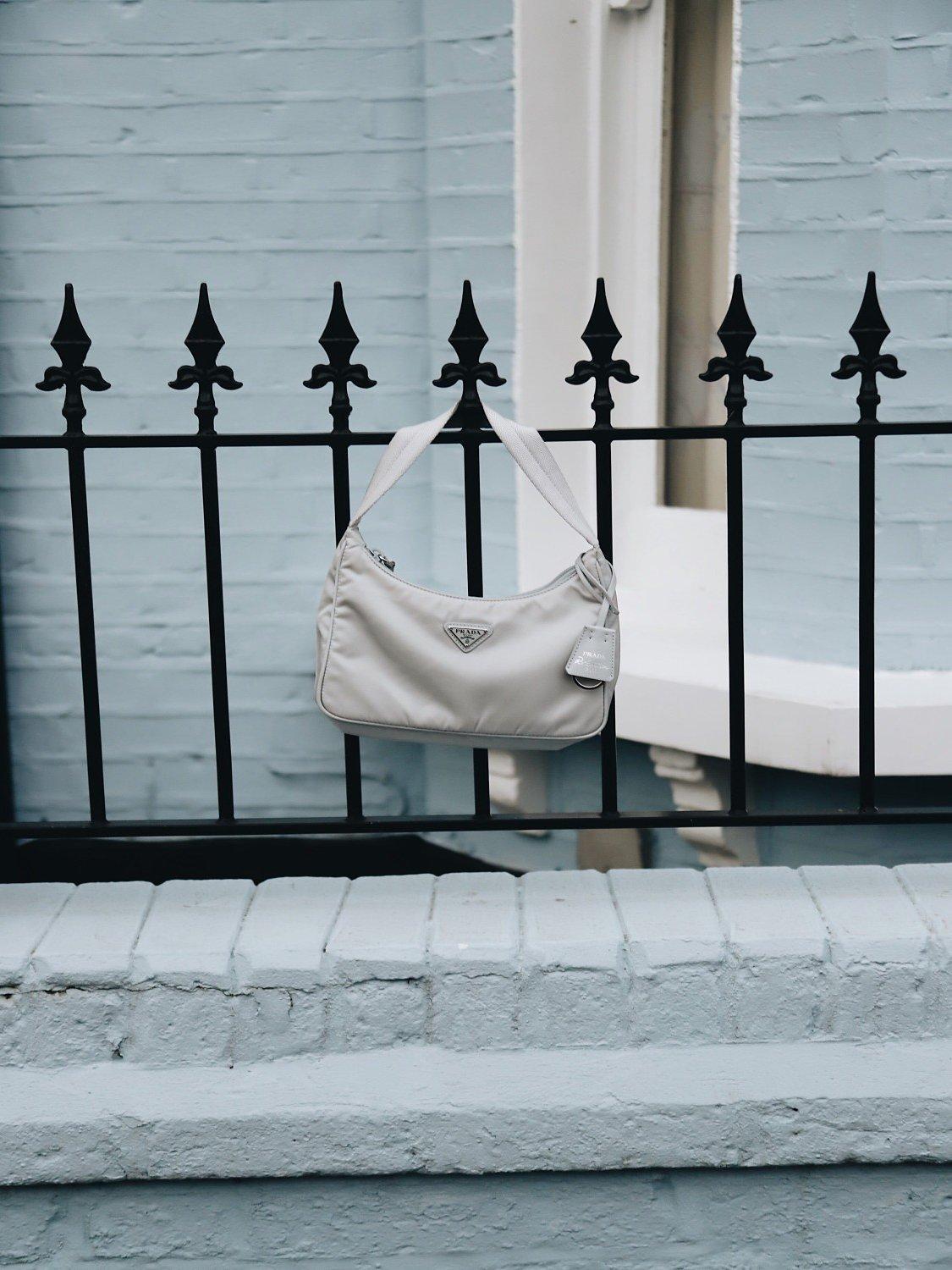 Product image 2 of 10, which shows Pre-loved Prada 2000 Re-Edition Re-Nylon Shoulder Bag, Light Grey