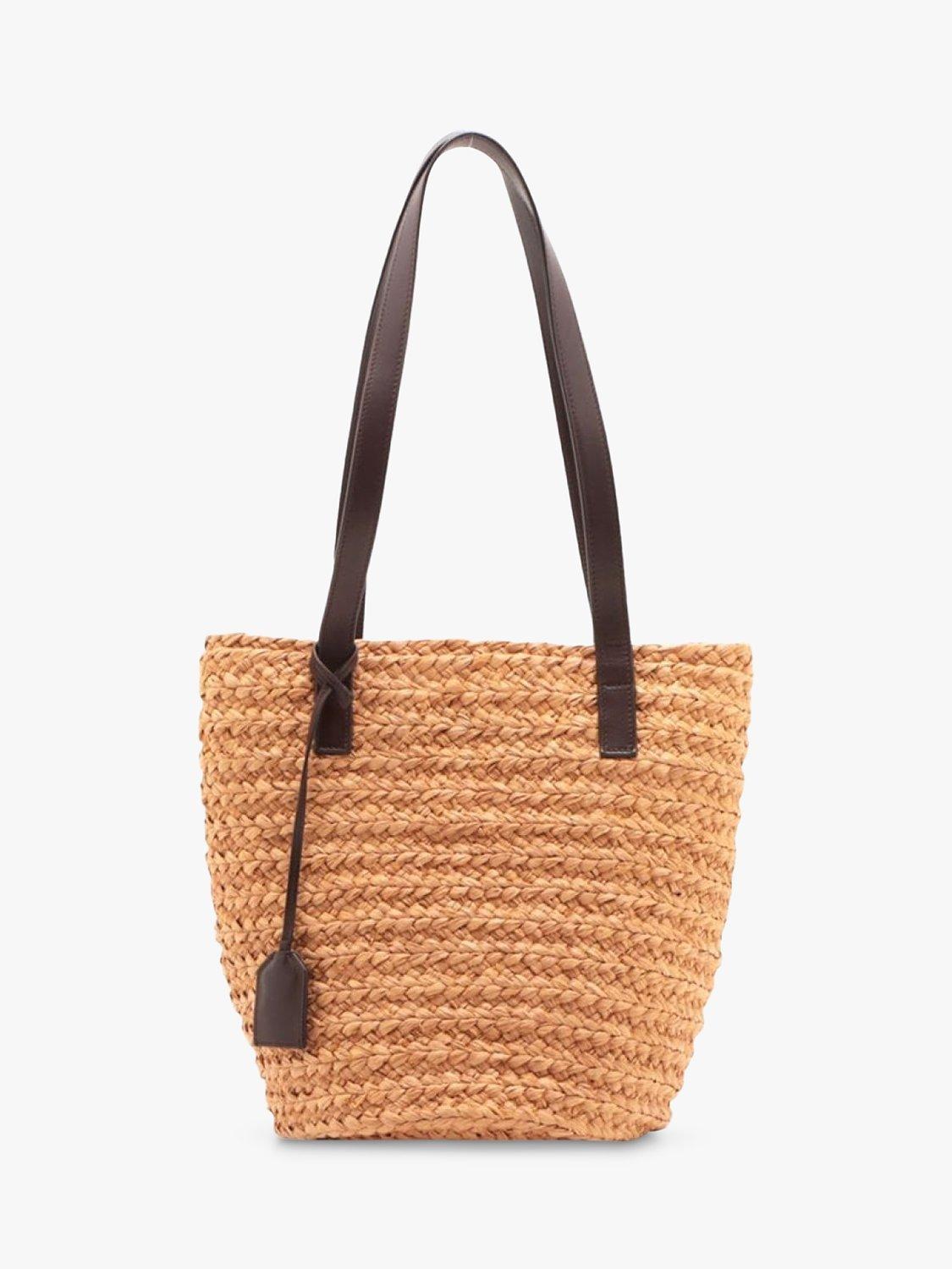Pre-loved SAINT LAURENT 2018 Canvas and Leather Basket Tote Bag, Brown