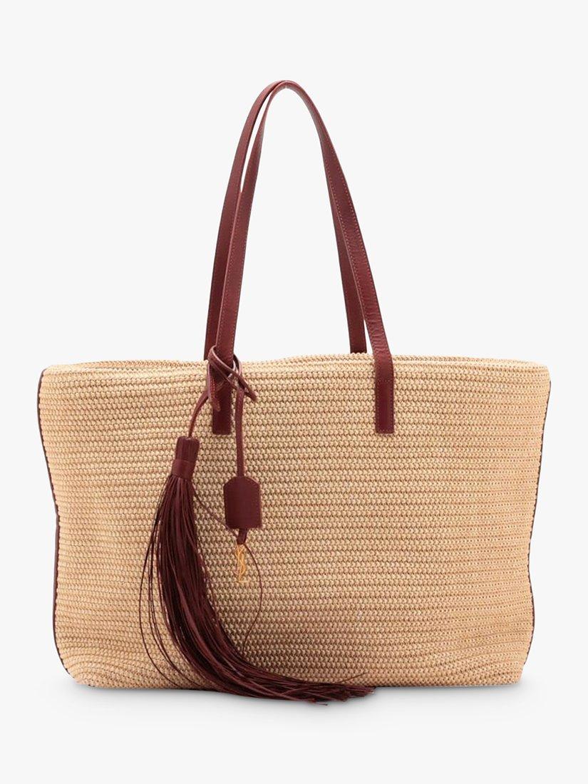 Pre-loved SAINT LAURENT 2018 Raffia Tote Bag, Neutral