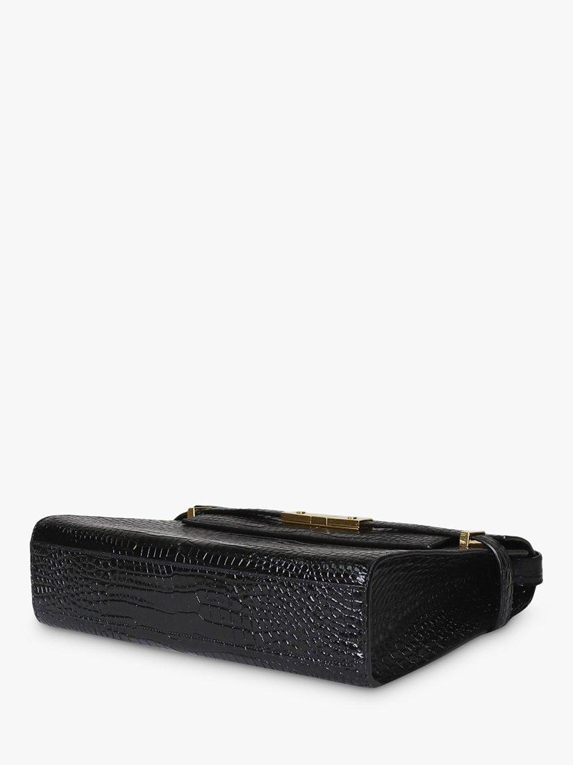 Product image 8 of 10, which shows Pre-loved SAINT LAURENT Manhattan Embossed Shiny Leather Shoulder Bag, Black