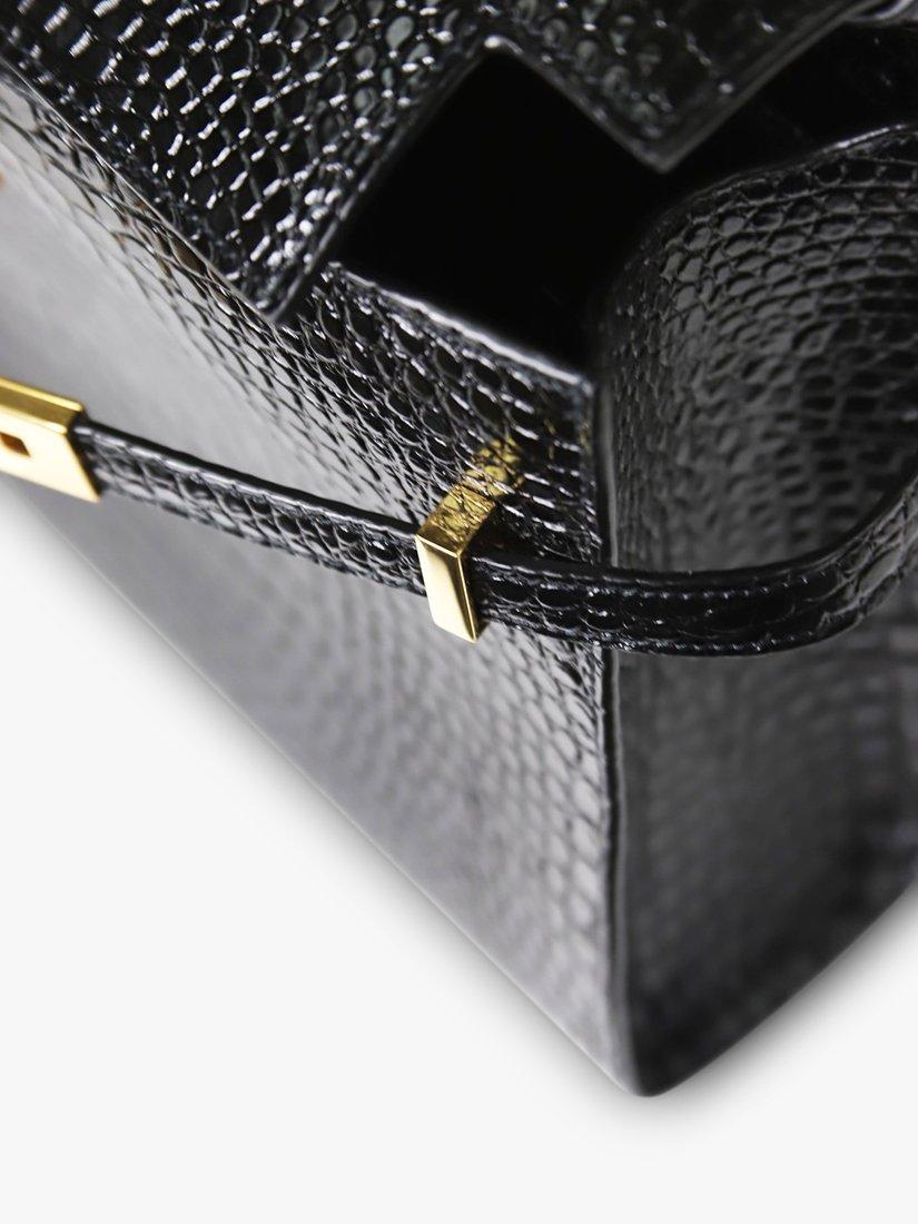 Product image 10 of 10, which shows Pre-loved SAINT LAURENT Manhattan Embossed Shiny Leather Shoulder Bag, Black