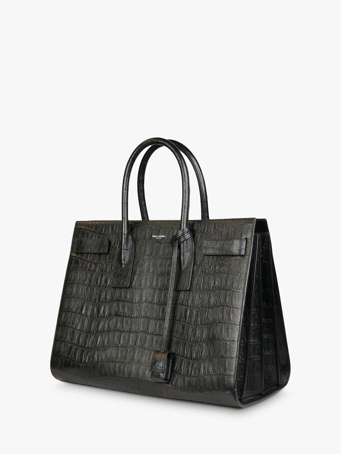 Product image 3 of 7, which shows Pre-loved SAINT LAURENT Sac De Jour Croc Embossed Leather Top Handle Bag, Black