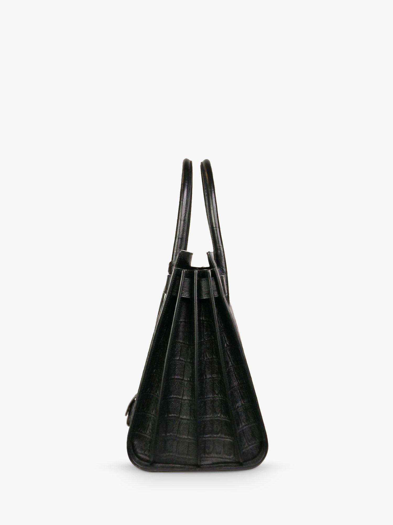 Product image 4 of 7, which shows Pre-loved SAINT LAURENT Sac De Jour Croc Embossed Leather Top Handle Bag, Black