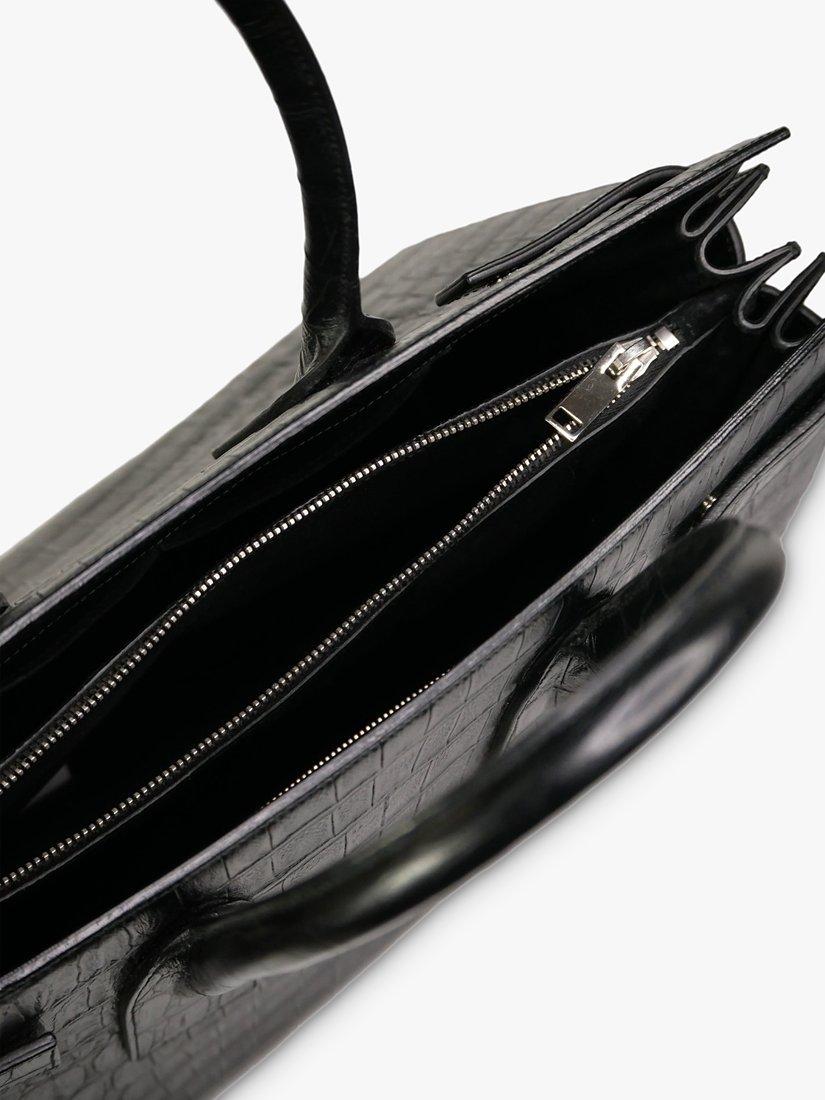 Product image 6 of 7, which shows Pre-loved SAINT LAURENT Sac De Jour Croc Embossed Leather Top Handle Bag, Black