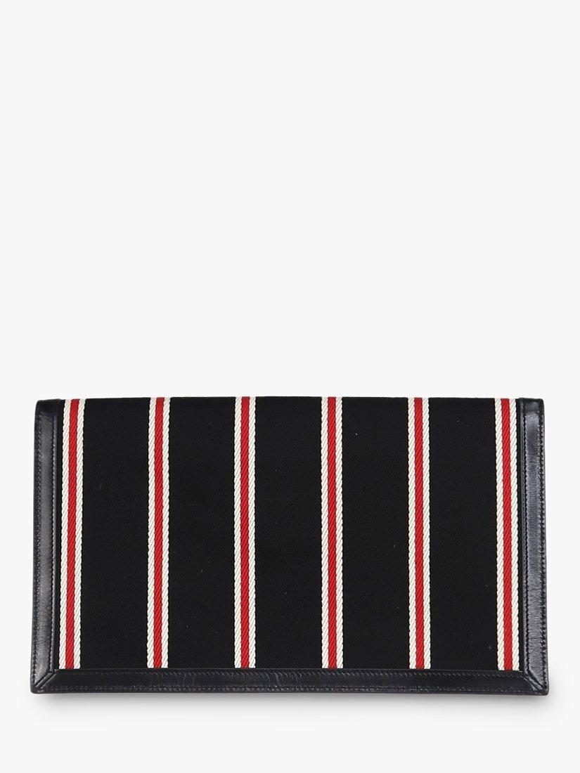 Product image 2 of 6, which shows Pre-loved SAINT LAURENT Uptown Canvas Striped Clutch Bag, Black/Red