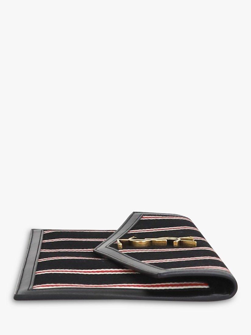 Product image 3 of 6, which shows Pre-loved SAINT LAURENT Uptown Canvas Striped Clutch Bag, Black/Red