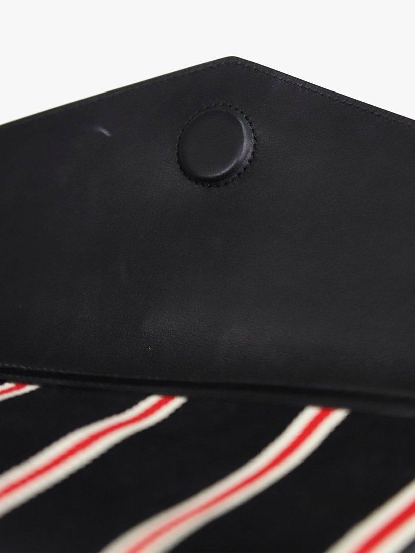 Product image 6 of 6, which shows Pre-loved SAINT LAURENT Uptown Canvas Striped Clutch Bag, Black/Red