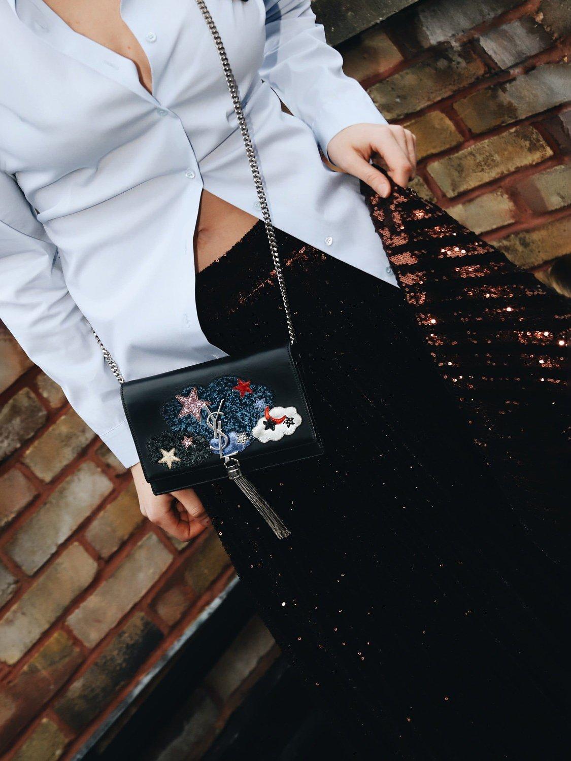 Product image 2 of 10, which shows Pre-loved SAINT LAURENT Kate Leather Small Moon and Star Embellished Cross Body Bag, Black