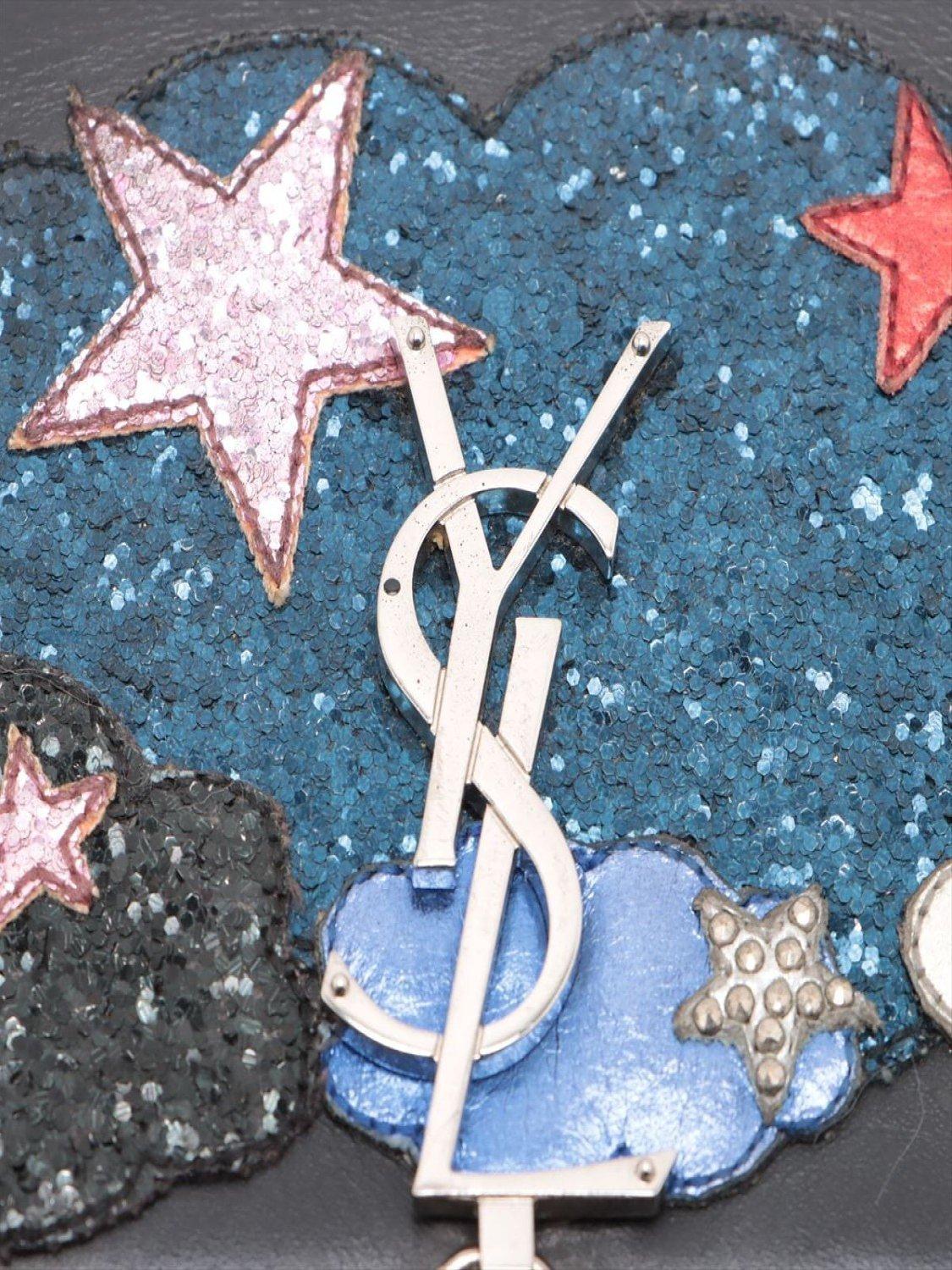 Product image 8 of 10, which shows Pre-loved SAINT LAURENT Kate Leather Small Moon and Star Embellished Cross Body Bag, Black