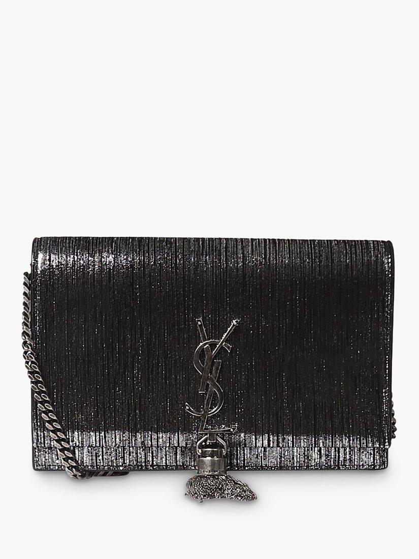 Product image 1 of 9, which shows Pre-loved SAINT LAURENT Kate Leather Tassel Chain Wallet Bag, Silver