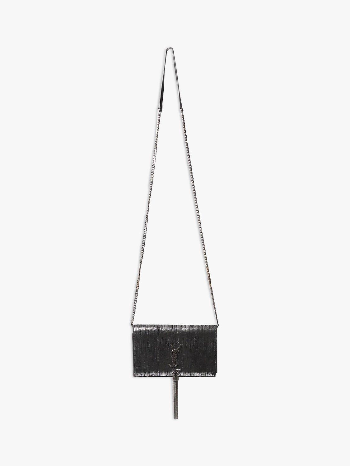 Product image 3 of 9, which shows Pre-loved SAINT LAURENT Kate Leather Tassel Chain Wallet Bag, Silver