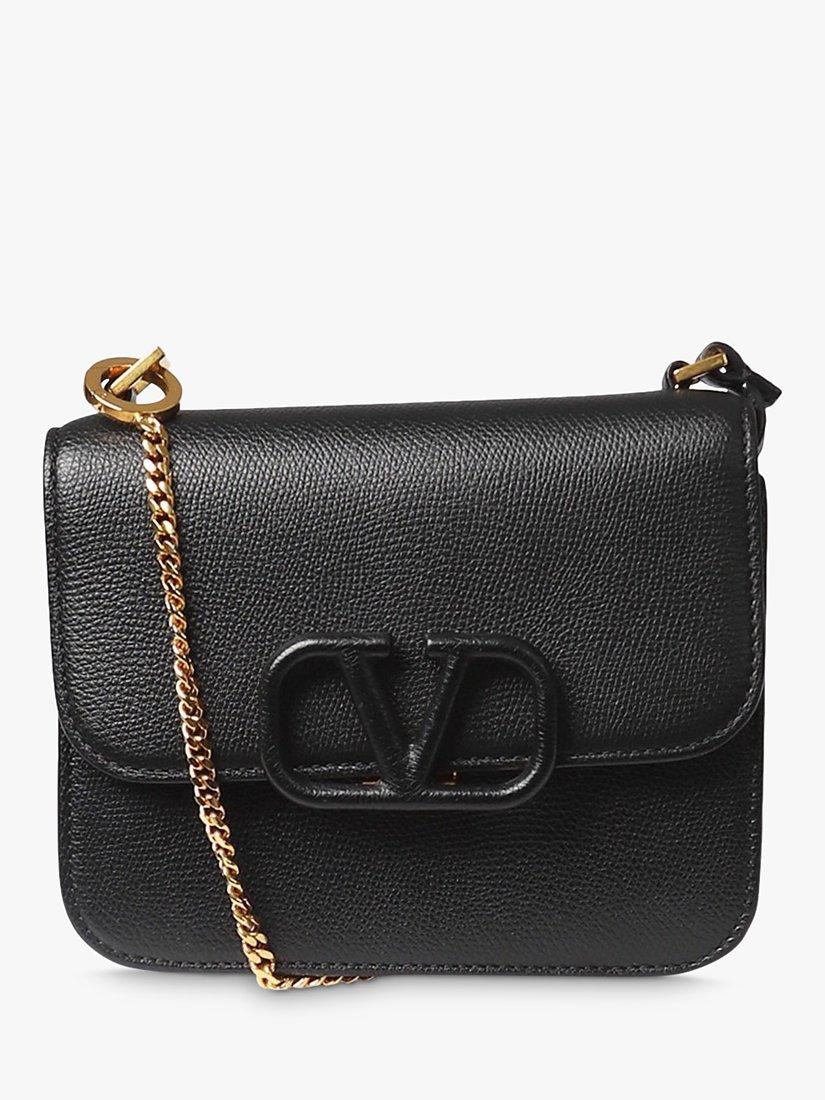 Product image 1 of 10, which shows Pre-loved Valentino VSling Leather Shoulder Bag, Black