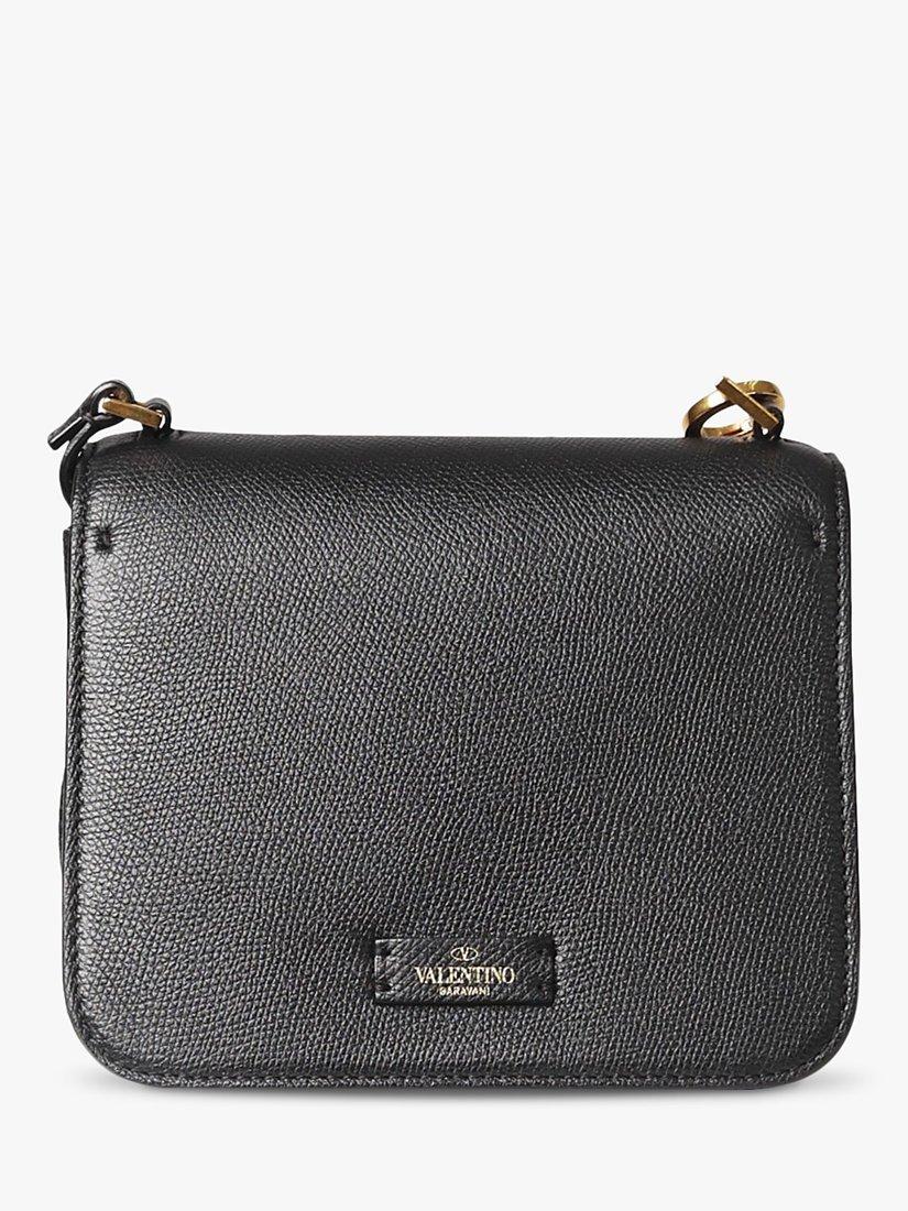 Product image 4 of 10, which shows Pre-loved Valentino VSling Leather Shoulder Bag, Black