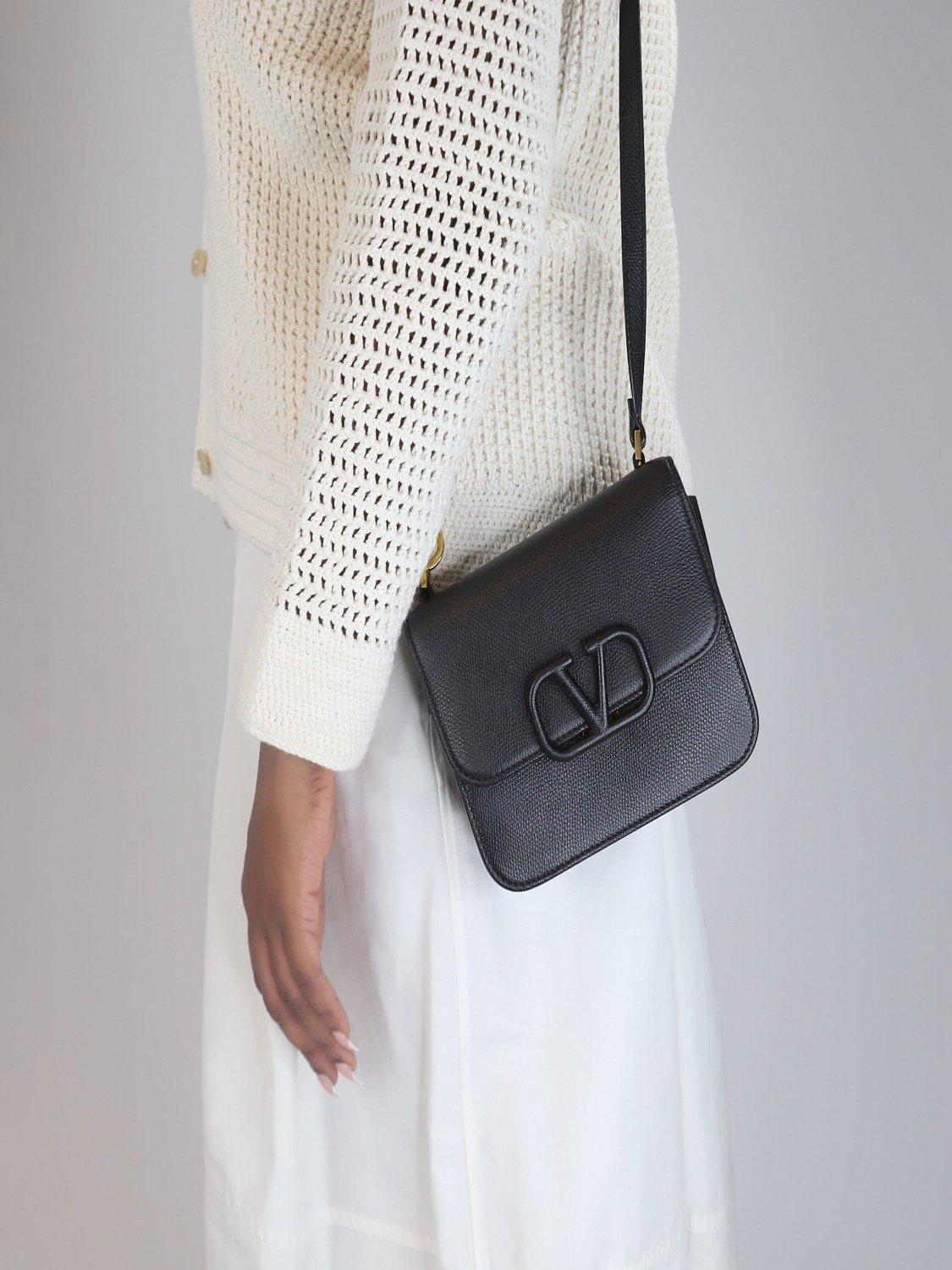 Product image 10 of 10, which shows Pre-loved Valentino VSling Leather Shoulder Bag, Black