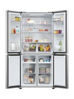 Haier HCR3818ENMG Freestanding 60/40 Fridge Freezer, Silver - view 2, Silver