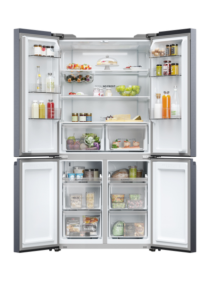 Haier HCR5919ENMB Freestanding 60/40 American Fridge Freezer, Black - view 2, Black