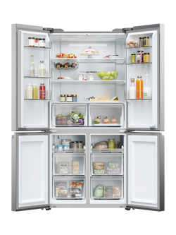 Haier HCR5919ENMP Freestanding 60/40 American Fridge Freezer, Silver - view 2, Silver