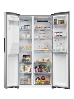 Haier HSR5918DIMP Freestanding 60/40 Fridge Freezer, Silver - view 2, Silver