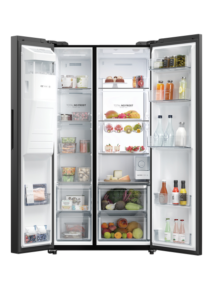 Haier HSW79F18DIPT Freestanding 60/40 Fridge Freezer, Black - view 2, Black