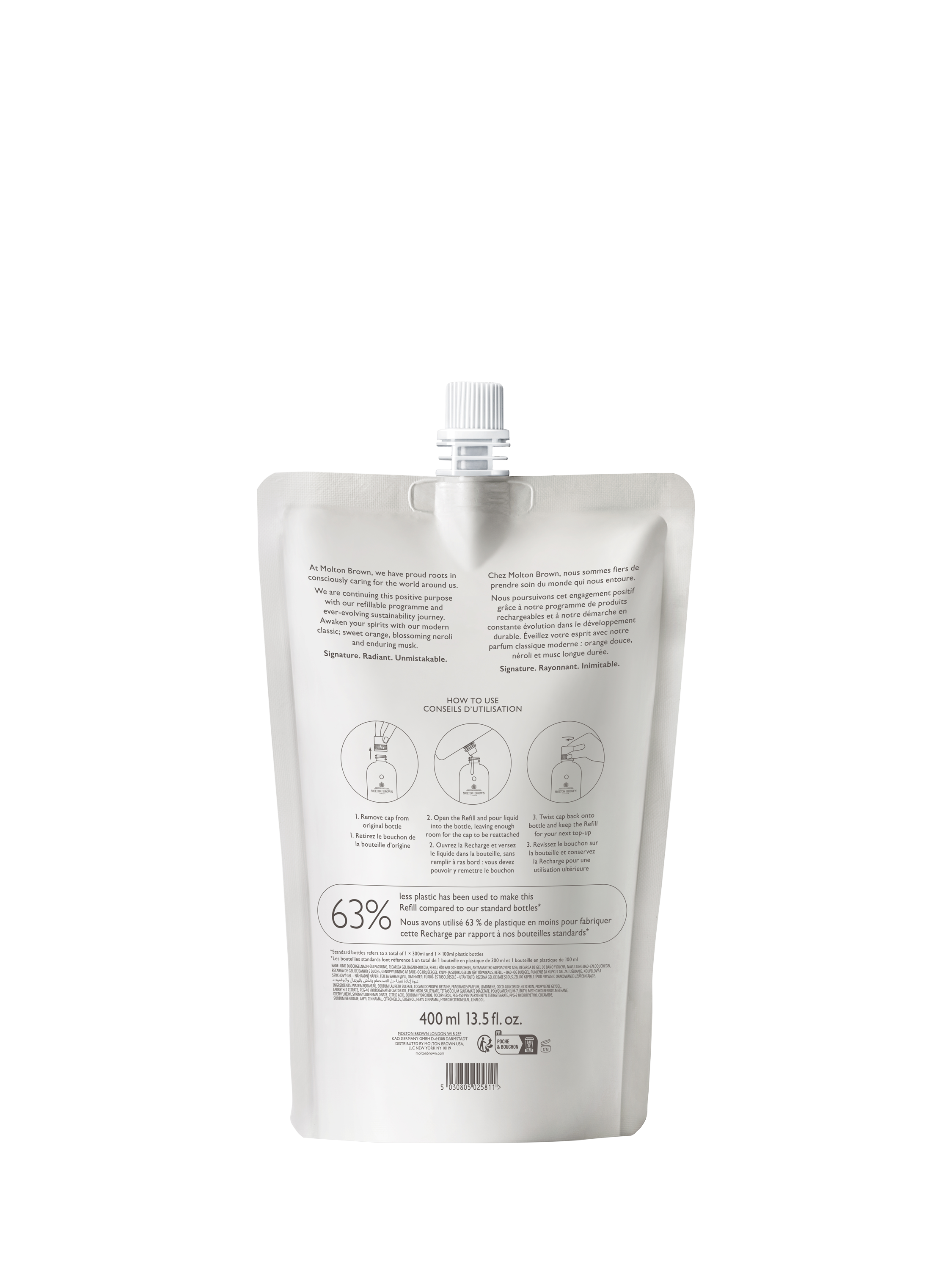 Product image 2 of 2, which shows Molton Brown Orange and Bergamot Bath & Shower Gel Refill, 400ml