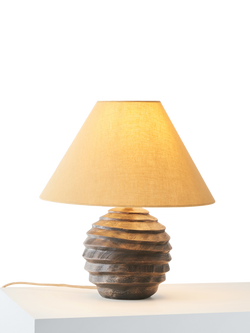 John Lewis Jika Carved Mango Wood Table Lamp, Black, Black