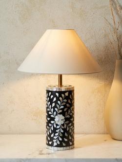 John Lewis Mendhi Mother of Pearl Table Lamp, Black - view 2, Black