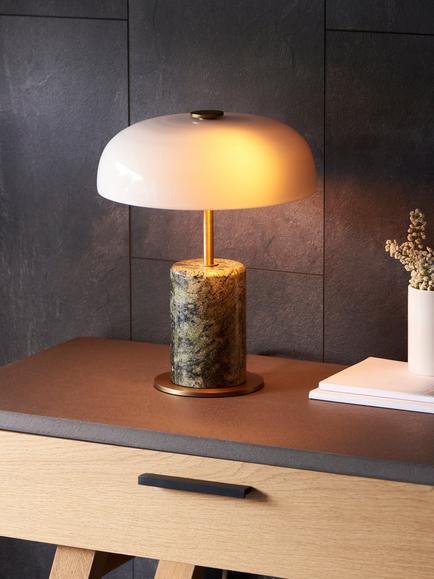 John Lewis Porcini Marble Base Mini Table Lamp, Green - view 2, Green