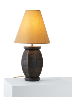 John Lewis Usike Mango Wood Table Lamp, Black, Black
