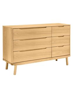 John Lewis Bow 6 Drawer Chest, Natural, Natural Natural