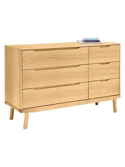 John Lewis Bow 6 Drawer Chest, Natural - view 2, Natural Natural