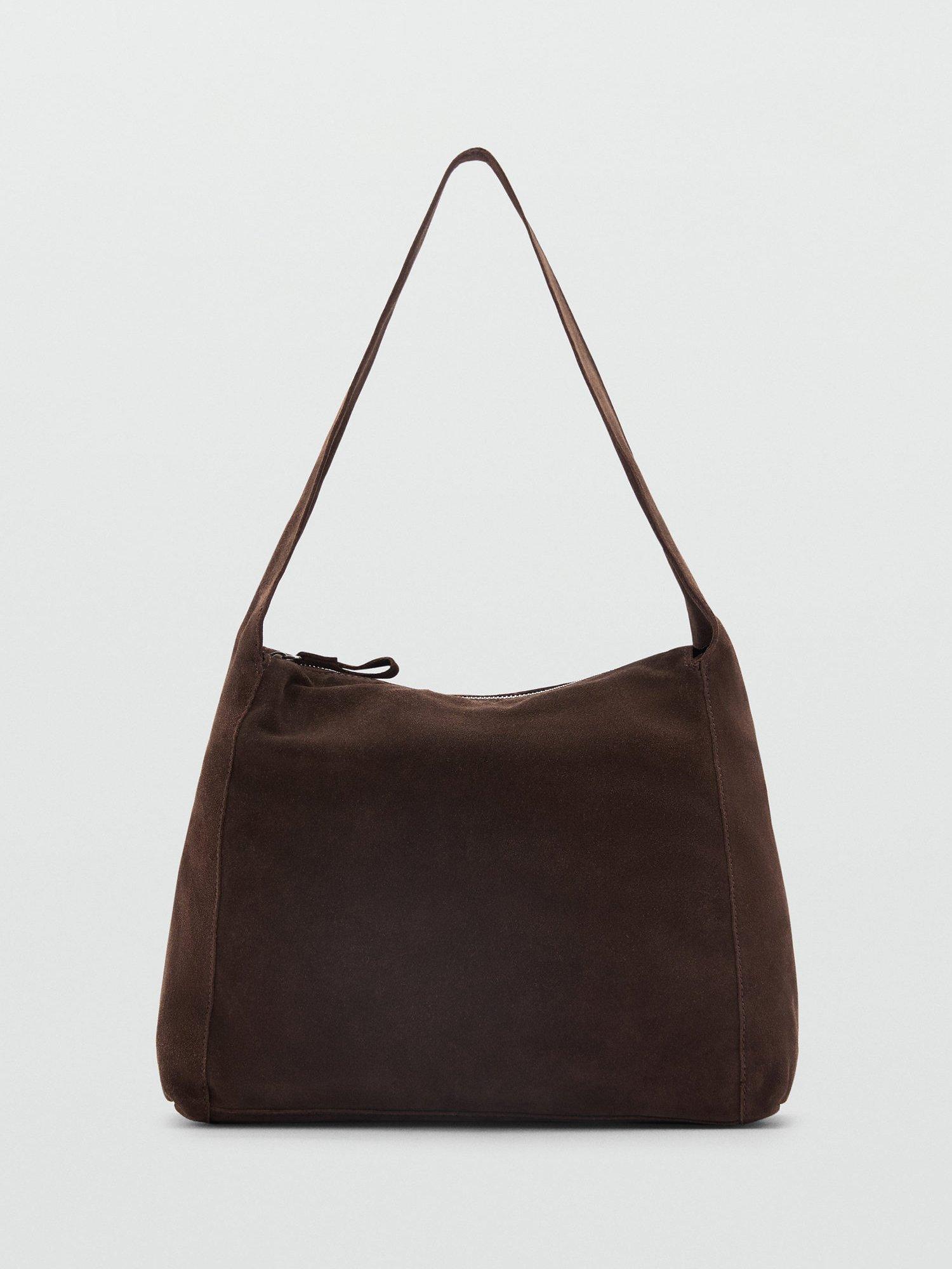 Mango Piramide Leather Shopper Bag, Dark Brown