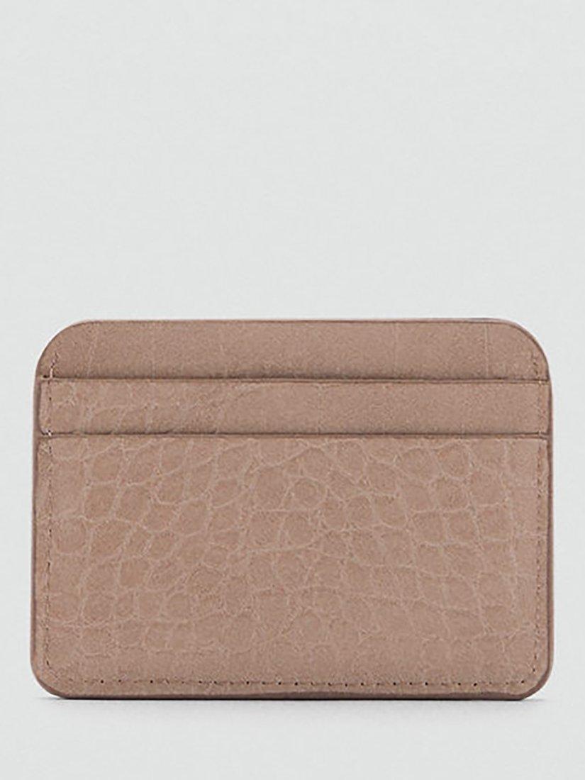 Product image 2 of 4, which shows Mango Leanor Small Croc Effect Card Holder, Pastel Brown