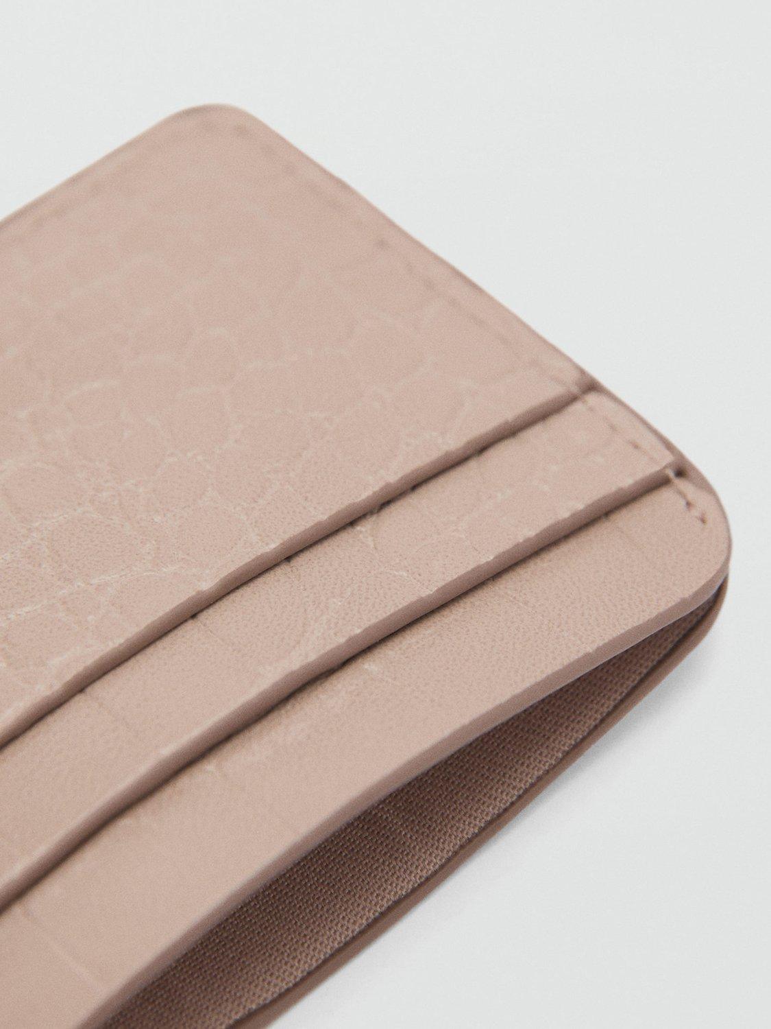 Product image 3 of 4, which shows Mango Leanor Small Croc Effect Card Holder, Pastel Brown