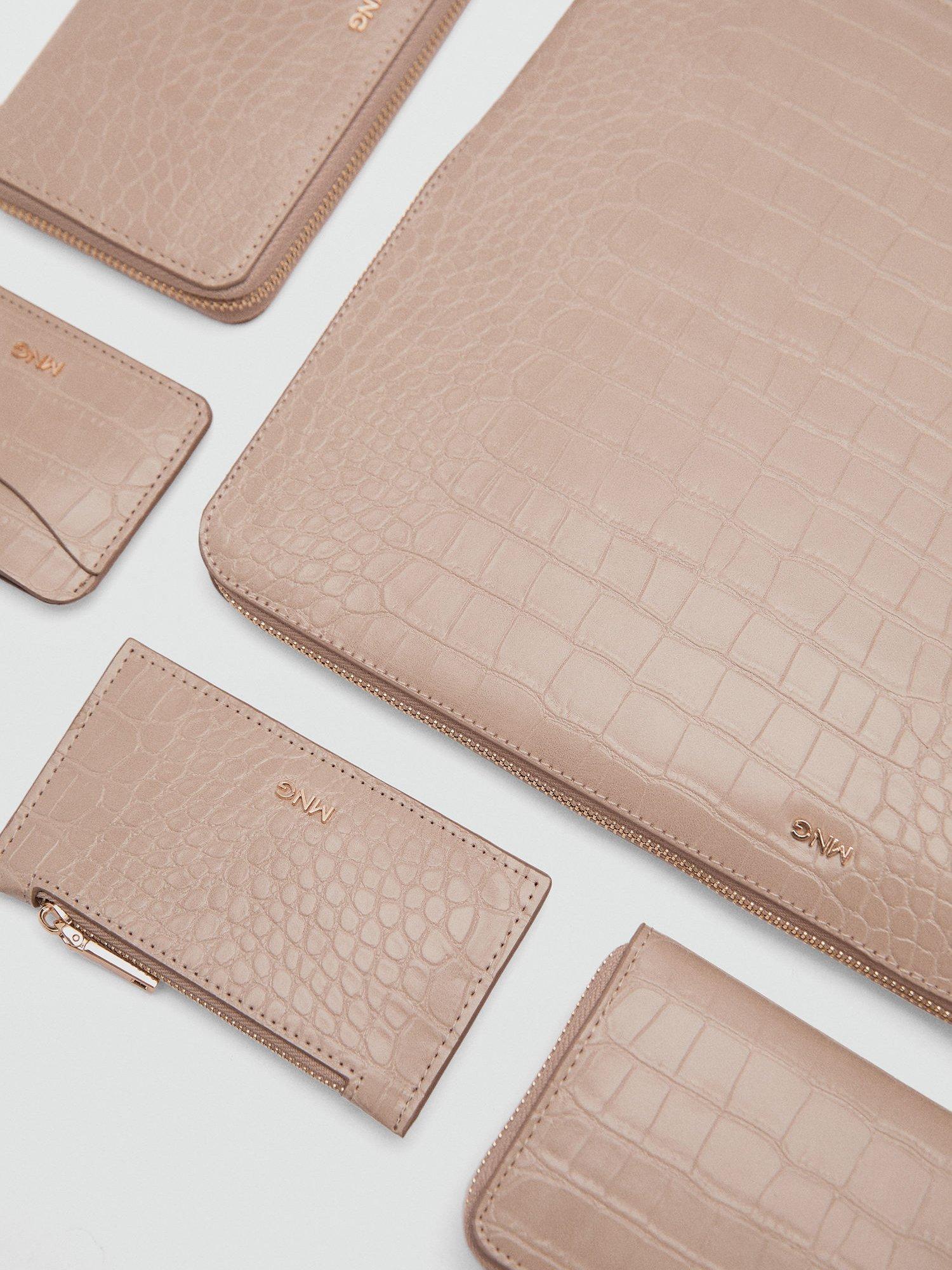 Product image 4 of 4, which shows Mango Leanor Small Croc Effect Card Holder, Pastel Brown