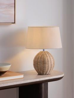 John Lewis Rattan Table Lamp, White Wash - view 2, White Wash